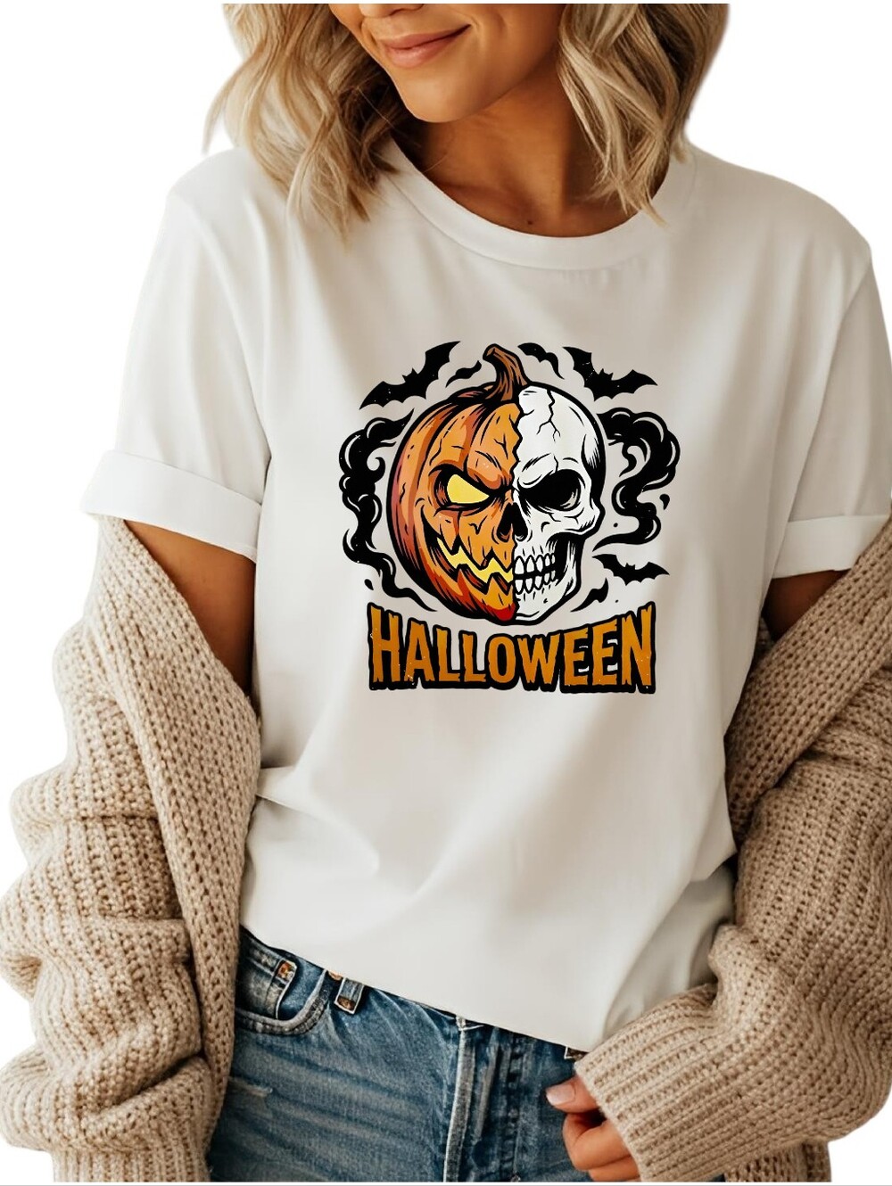 Jack O Lantern / Skull Short Sleeve T-shirt